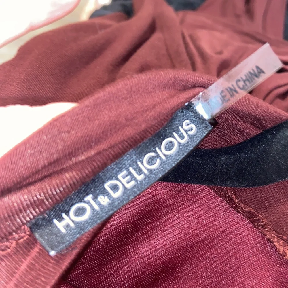 High-low burgundy long sleeve dress - Picture 5 of 6